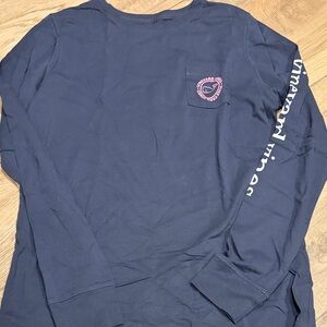 Vineyard Vines Blue Long Sleeve with Pink Logo NEW never ever worn